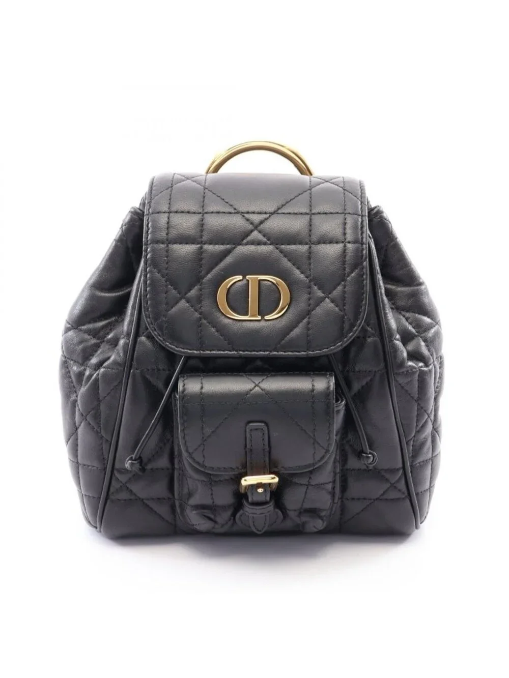 Dior Backpack Caro Small Macro Cannage Black Leather